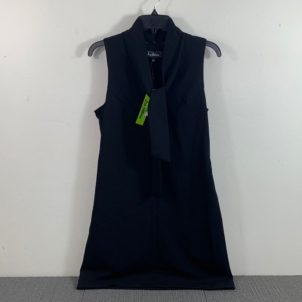 Sam Edelman Scarf Shift Dress Womens Size 6 Black Sleeveless Necktie 03F729 New